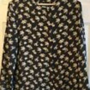 NWT VTG REXX Sz MEDIUM 100% RAYON Women BLOUSE SHIRT TOP BLACK CREAM Made In USA